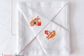 Christmas napkin set - Sleigh embroidery